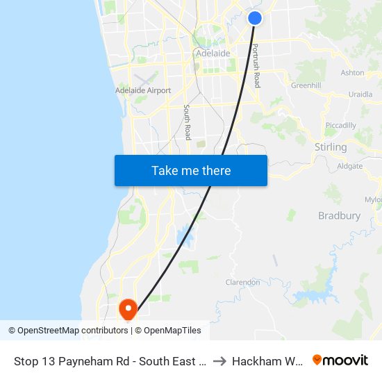 Stop 13 Payneham Rd - South East side to Hackham West map