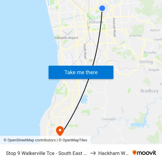 Stop 9 Walkerville Tce - South East side to Hackham West map