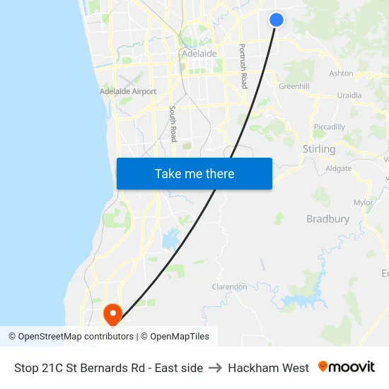 Stop 21C St Bernards Rd - East side to Hackham West map