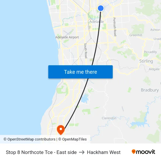 Stop 8 Northcote Tce - East side to Hackham West map