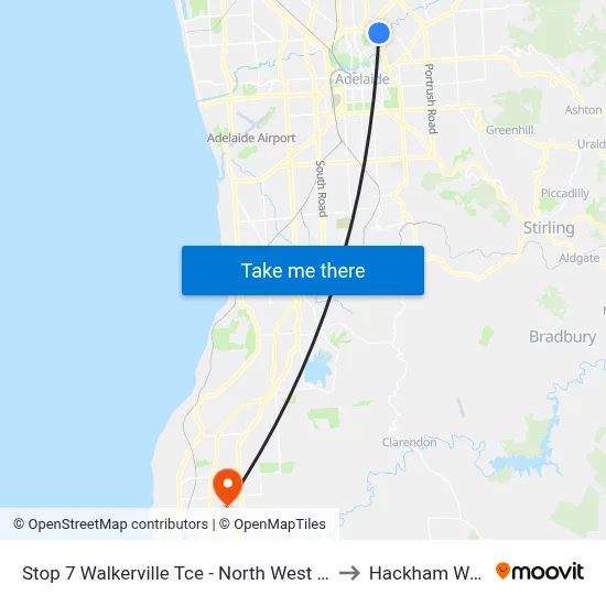 Stop 7 Walkerville Tce - North West side to Hackham West map