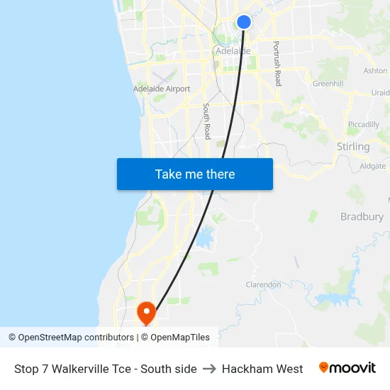 Stop 7 Walkerville Tce - South side to Hackham West map