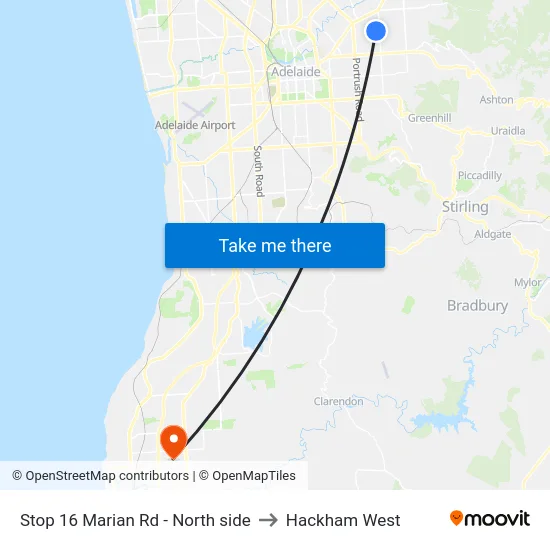 Stop 16 Marian Rd - North side to Hackham West map
