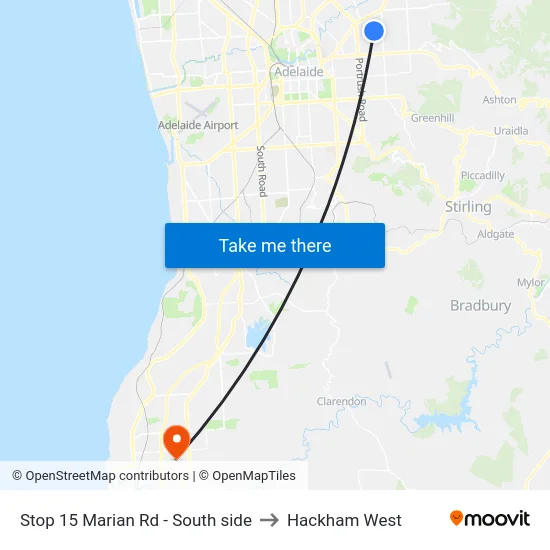 Stop 15 Marian Rd - South side to Hackham West map