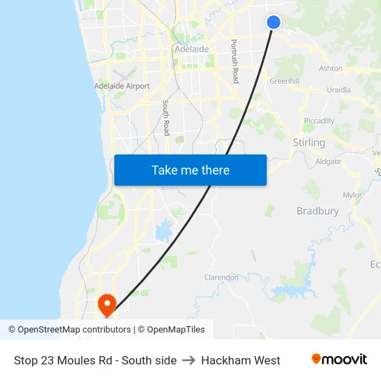 Stop 23 Moules Rd - South side to Hackham West map