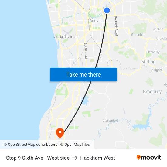 Stop 9 Sixth Ave - West side to Hackham West map