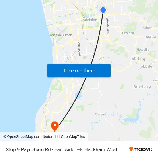 Stop 9 Payneham Rd - East side to Hackham West map