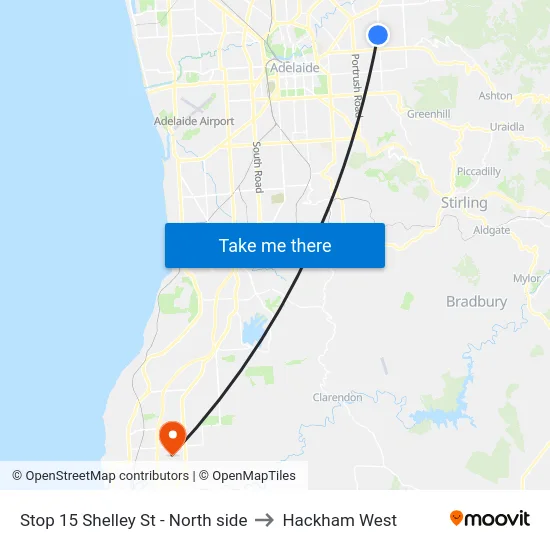 Stop 15 Shelley St - North side to Hackham West map