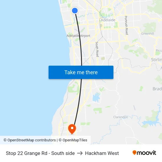 Stop 22 Grange Rd - South side to Hackham West map