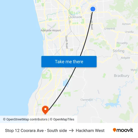Stop 12 Coorara Ave - South side to Hackham West map
