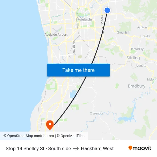 Stop 14 Shelley St - South side to Hackham West map