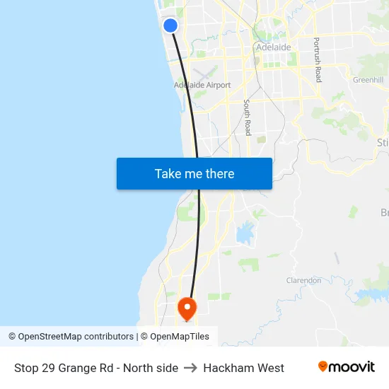 Stop 29 Grange Rd - North side to Hackham West map