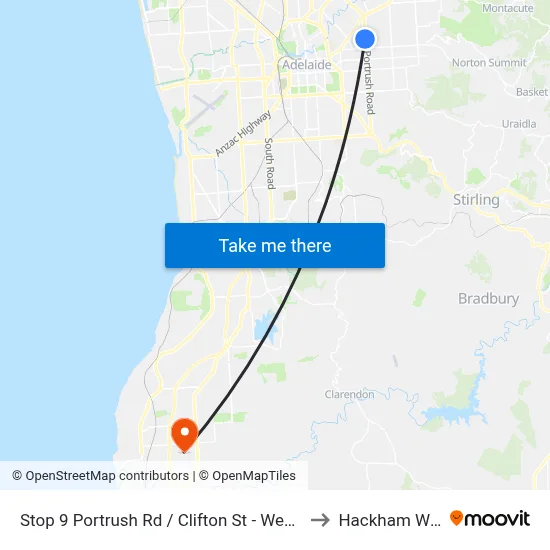 Stop 9 Portrush Rd / Clifton St - West side to Hackham West map