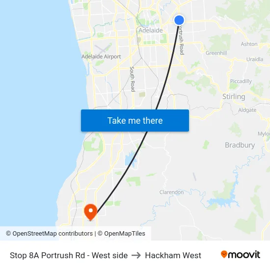 Stop 8A Portrush Rd - West side to Hackham West map