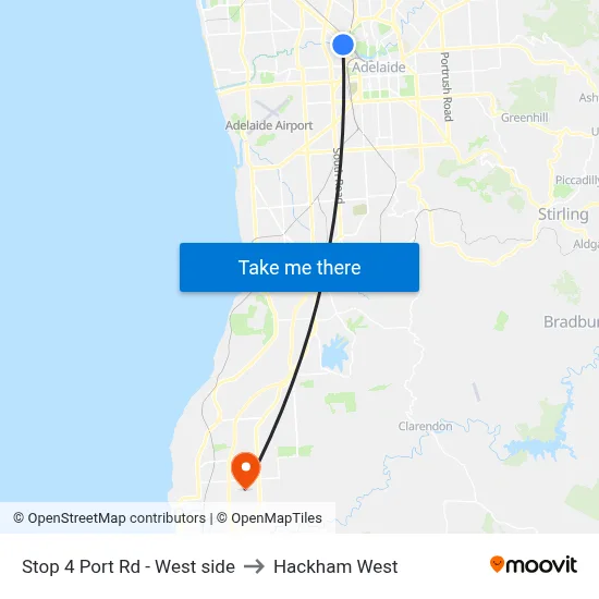 Stop 4 Port Rd - West side to Hackham West map