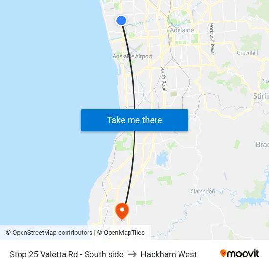 Stop 25 Valetta Rd - South side to Hackham West map