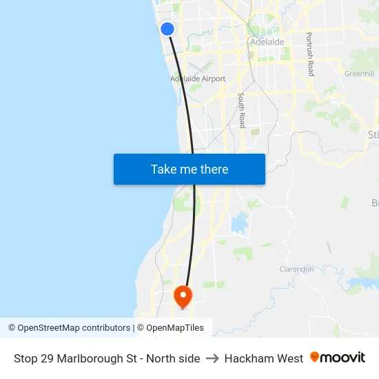 Stop 29 Marlborough St - North side to Hackham West map