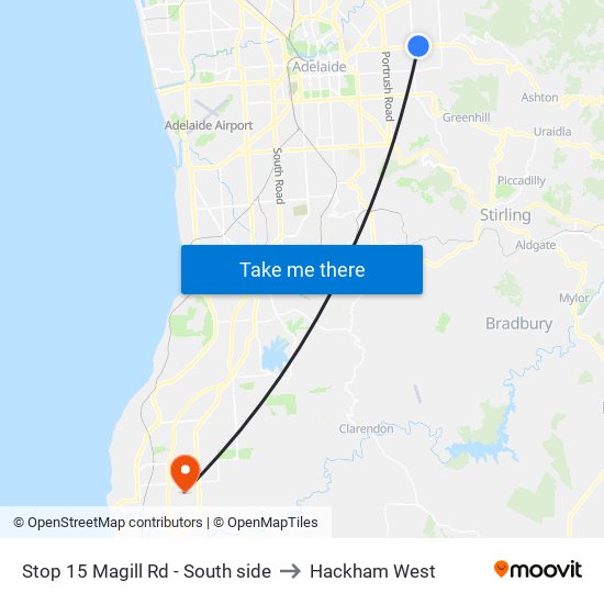 Stop 15 Magill Rd - South side to Hackham West map