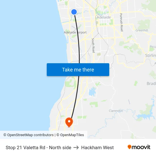 Stop 21 Valetta Rd - North side to Hackham West map
