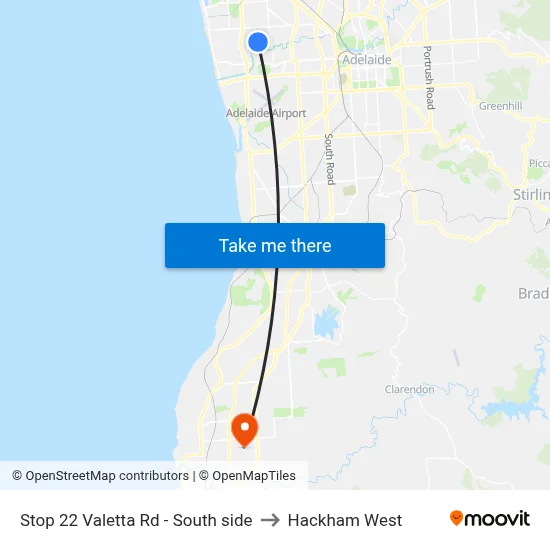Stop 22 Valetta Rd - South side to Hackham West map