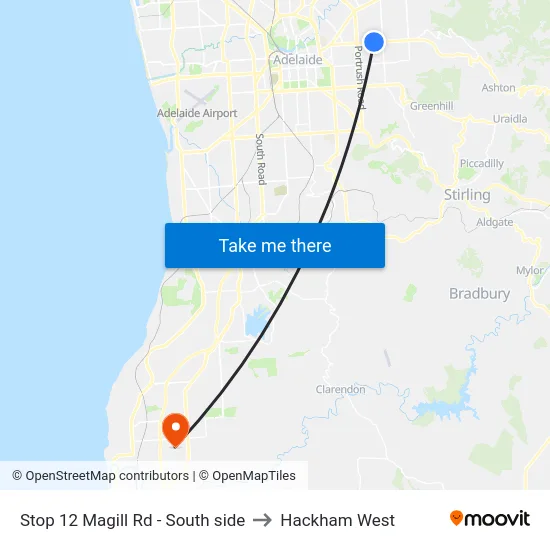 Stop 12 Magill Rd - South side to Hackham West map