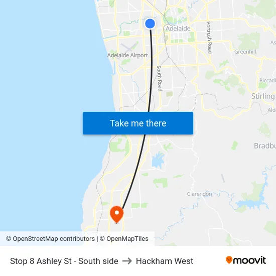 Stop 8 Ashley St - South side to Hackham West map