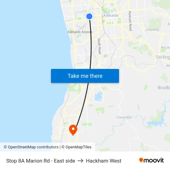 Stop 8A Marion Rd - East side to Hackham West map