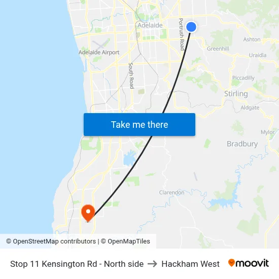 Stop 11 Kensington Rd - North side to Hackham West map
