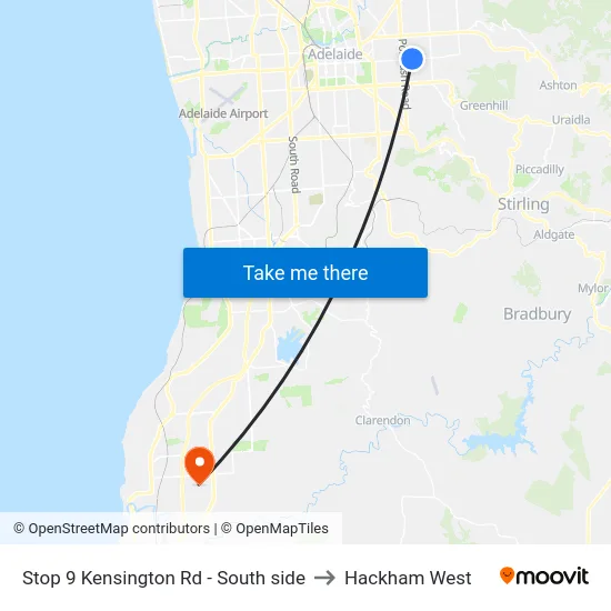 Stop 9 Kensington Rd - South side to Hackham West map