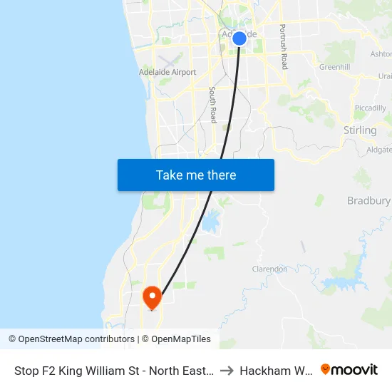 Stop F2 King William St - North East side to Hackham West map