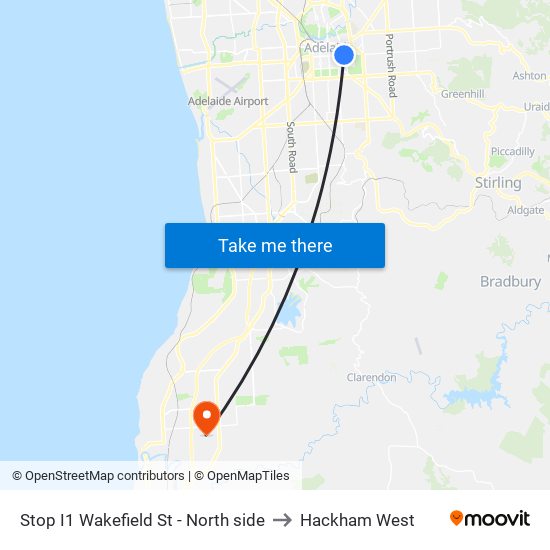 Stop I1 Wakefield St - North side to Hackham West map