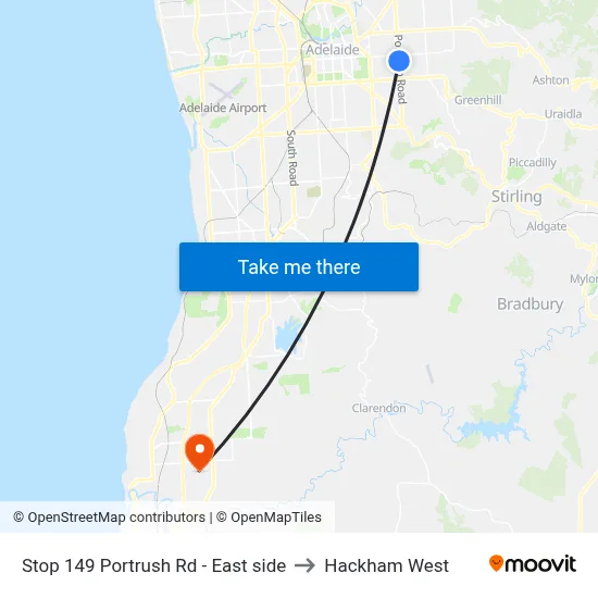 Stop 149 Portrush Rd - East side to Hackham West map
