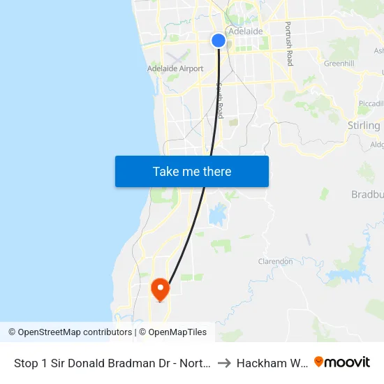 Stop 1 Sir Donald Bradman Dr - North side to Hackham West map