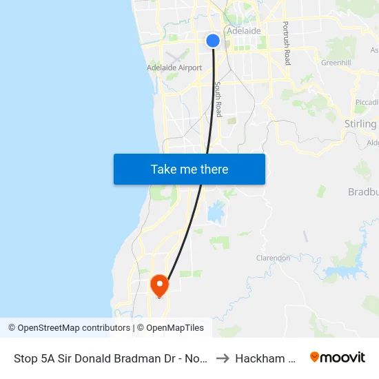 Stop 5A Sir Donald Bradman Dr - North side to Hackham West map