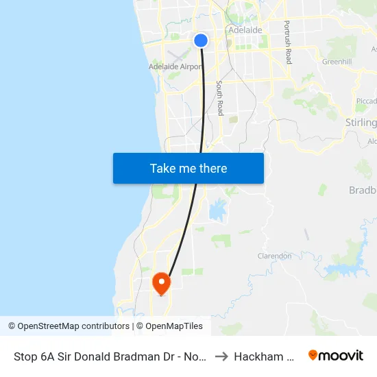 Stop 6A Sir Donald Bradman Dr - North side to Hackham West map