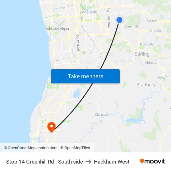 Stop 14 Greenhill Rd - South side to Hackham West map