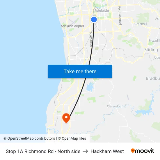 Stop 1A Richmond Rd - North side to Hackham West map