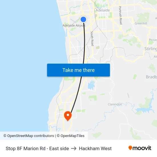 Stop 8F Marion Rd - East side to Hackham West map