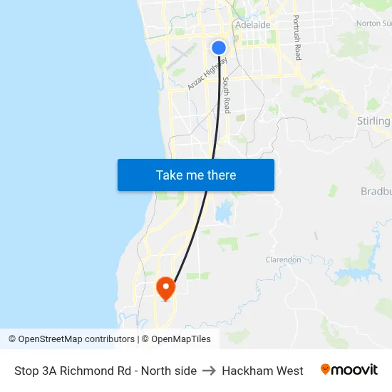 Stop 3A Richmond Rd - North side to Hackham West map