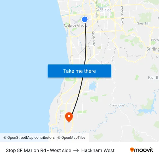 Stop 8F Marion Rd - West side to Hackham West map