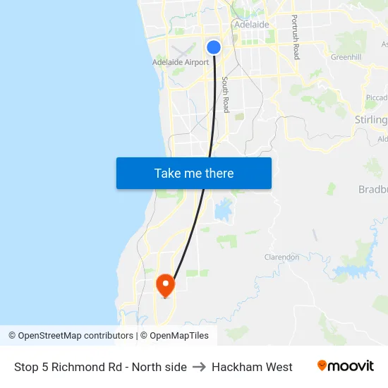 Stop 5 Richmond Rd - North side to Hackham West map