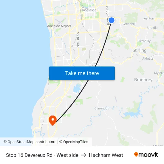 Stop 16 Devereux Rd - West side to Hackham West map