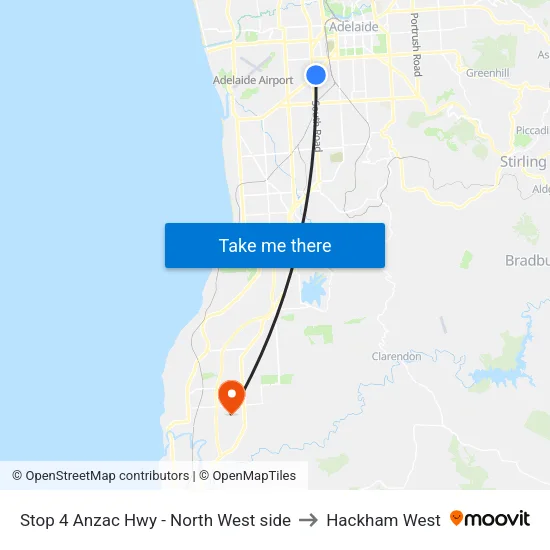 Stop 4 Anzac Hwy - North West side to Hackham West map