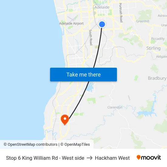 Stop 6 King William Rd - West side to Hackham West map