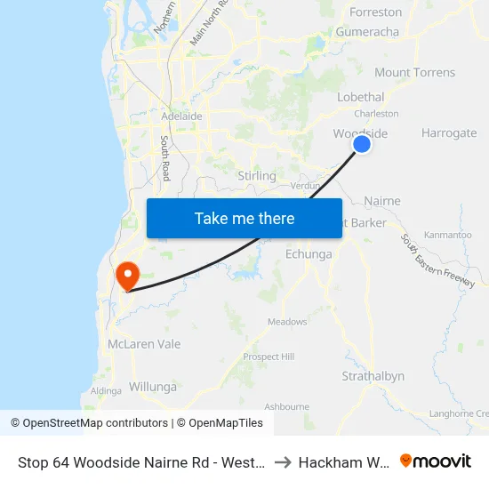 Stop 64 Woodside Nairne Rd - West side to Hackham West map