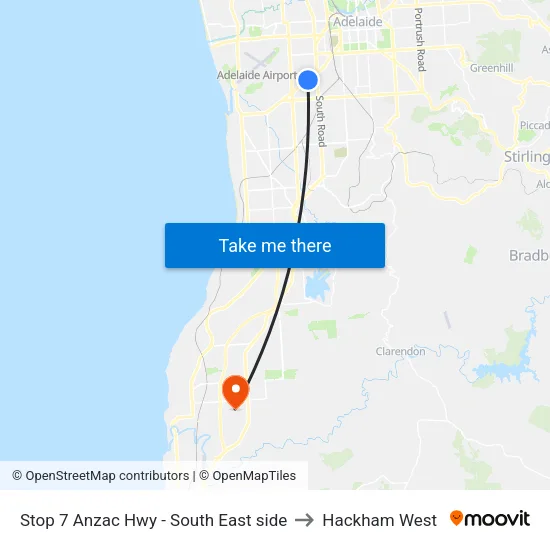 Stop 7 Anzac Hwy - South East side to Hackham West map