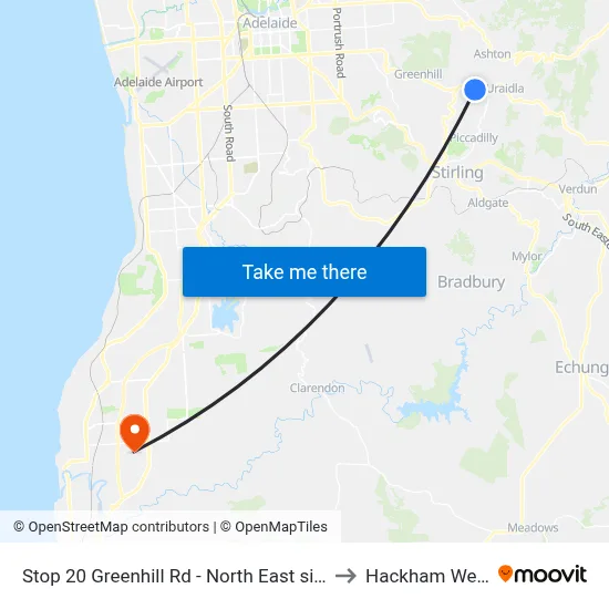 Stop 20 Greenhill Rd - North East side to Hackham West map