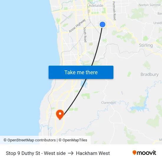 Stop 9 Duthy St - West side to Hackham West map