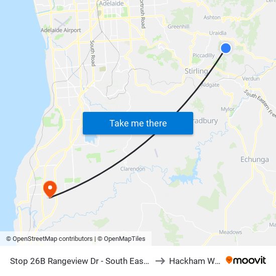 Stop 26B Rangeview Dr - South East side to Hackham West map