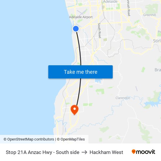 Stop 21A Anzac Hwy - South side to Hackham West map